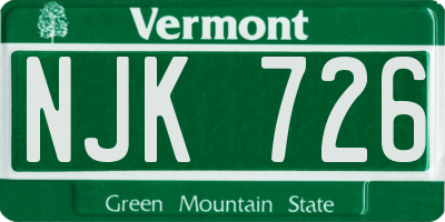 VT license plate NJK726