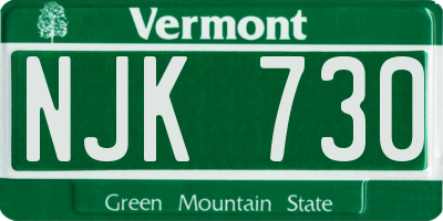 VT license plate NJK730