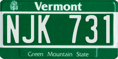 VT license plate NJK731