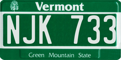 VT license plate NJK733
