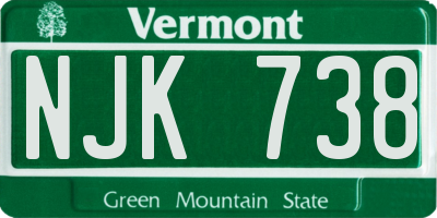 VT license plate NJK738