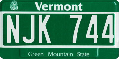 VT license plate NJK744