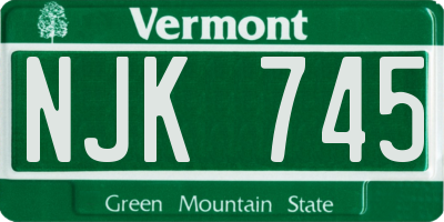 VT license plate NJK745