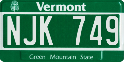VT license plate NJK749