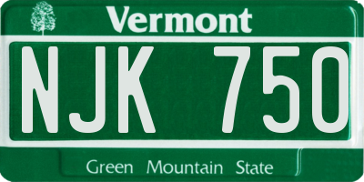 VT license plate NJK750