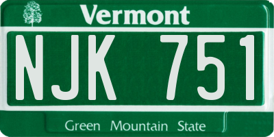 VT license plate NJK751