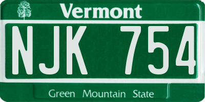 VT license plate NJK754