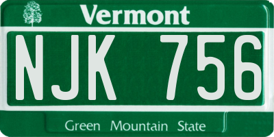 VT license plate NJK756