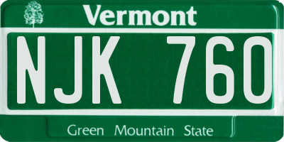 VT license plate NJK760