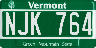 VT license plate NJK764