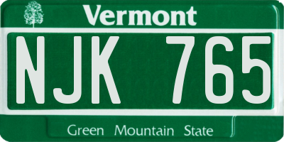 VT license plate NJK765