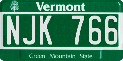 VT license plate NJK766