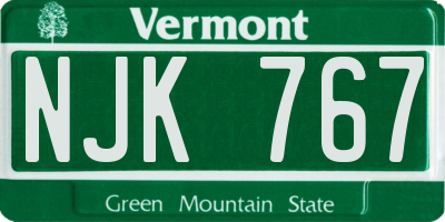 VT license plate NJK767