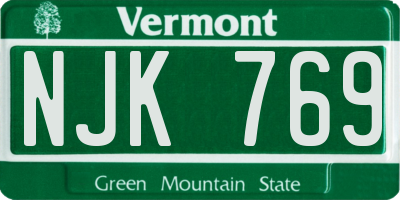VT license plate NJK769