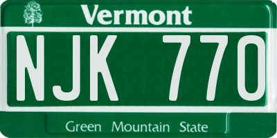 VT license plate NJK770