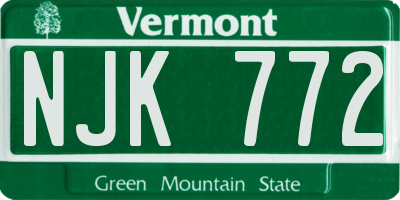 VT license plate NJK772