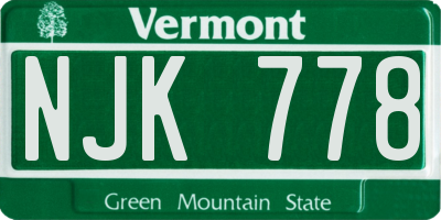 VT license plate NJK778