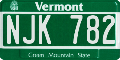 VT license plate NJK782