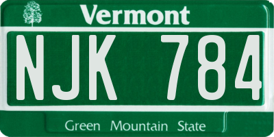 VT license plate NJK784