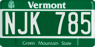 VT license plate NJK785
