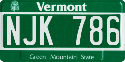 VT license plate NJK786
