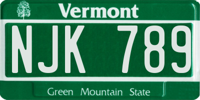 VT license plate NJK789