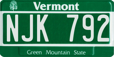 VT license plate NJK792