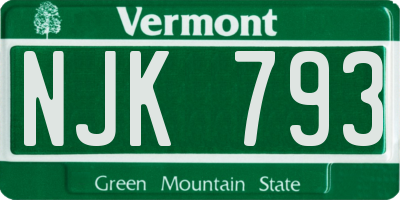VT license plate NJK793