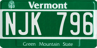 VT license plate NJK796