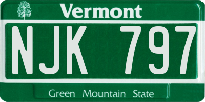 VT license plate NJK797