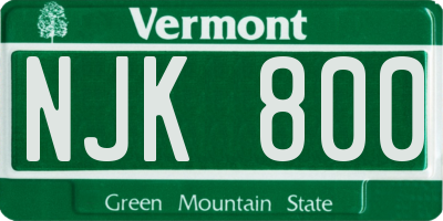 VT license plate NJK800