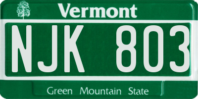 VT license plate NJK803