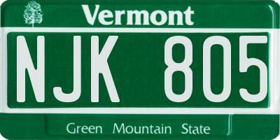 VT license plate NJK805