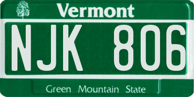 VT license plate NJK806