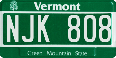 VT license plate NJK808