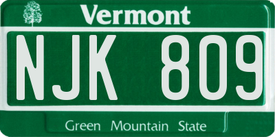 VT license plate NJK809
