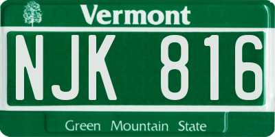VT license plate NJK816