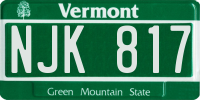 VT license plate NJK817