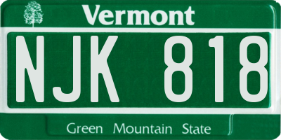 VT license plate NJK818