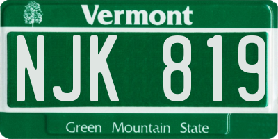 VT license plate NJK819