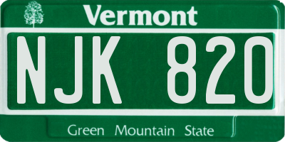 VT license plate NJK820