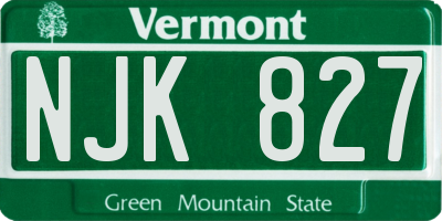 VT license plate NJK827