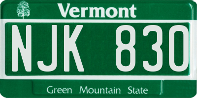 VT license plate NJK830