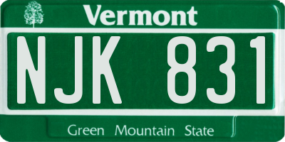 VT license plate NJK831