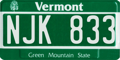 VT license plate NJK833