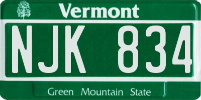 VT license plate NJK834