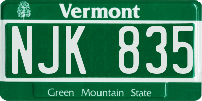 VT license plate NJK835
