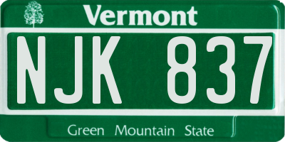 VT license plate NJK837