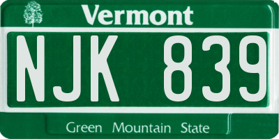 VT license plate NJK839