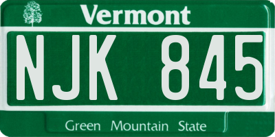 VT license plate NJK845